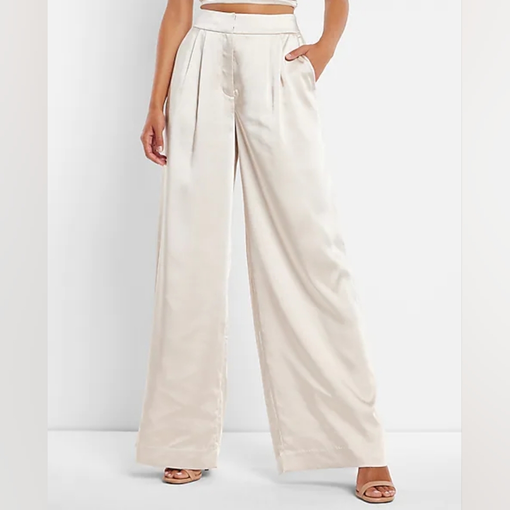 EXPRESS: High Waisted Satin Wide Leg Trousers
